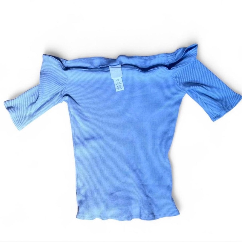 (3 for $30) H&M Light Blue Off The Shoulder Ribbed Top